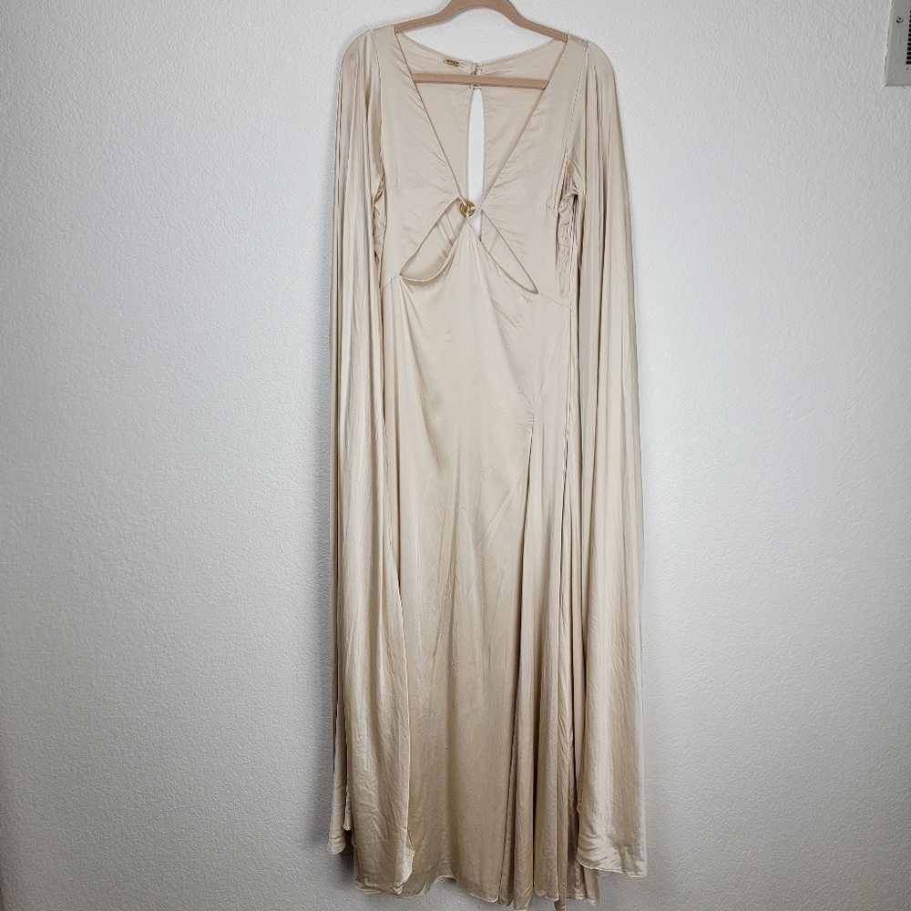 Cult Gaia Shaine Gown Maxi Cape Bridal Silk Cutouts White Ivory Medium - Picture 9 of 17